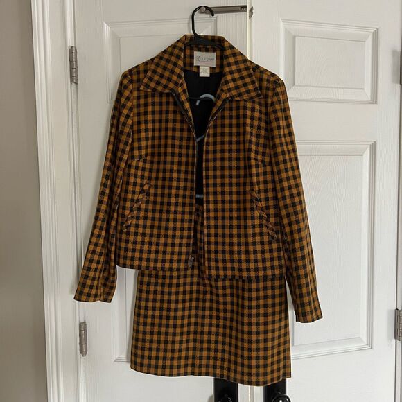 Vintage Jackets & Blazers - Vintage 90's Y2k Gingham 2-piece Suit Womens Size 4 Clueless Skirt Coord Set VTG